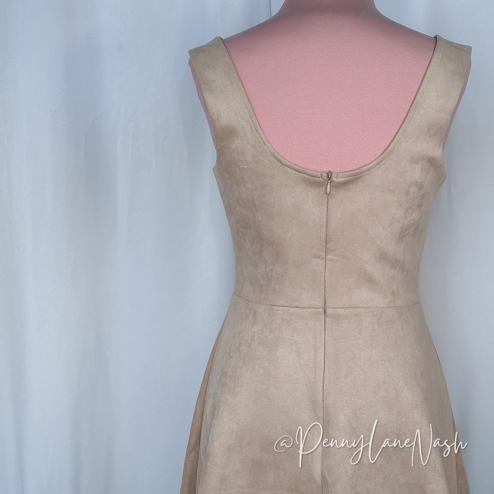 Ayla Francesa's Faux Suede Scalloped Skater Dress Blush - Picture 10 of 10